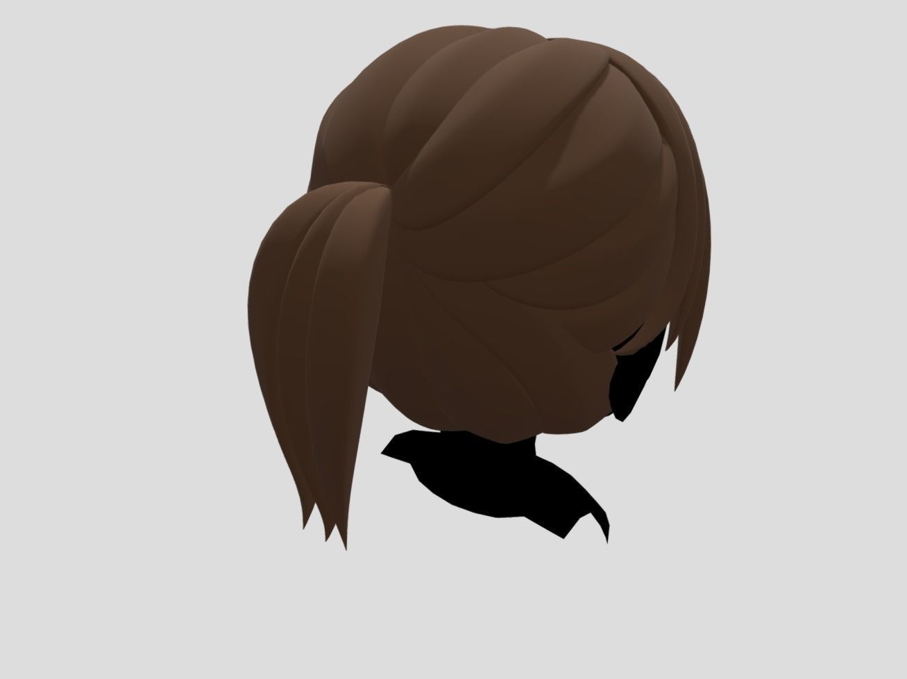Female Hair Ponytail Free 3D model_2