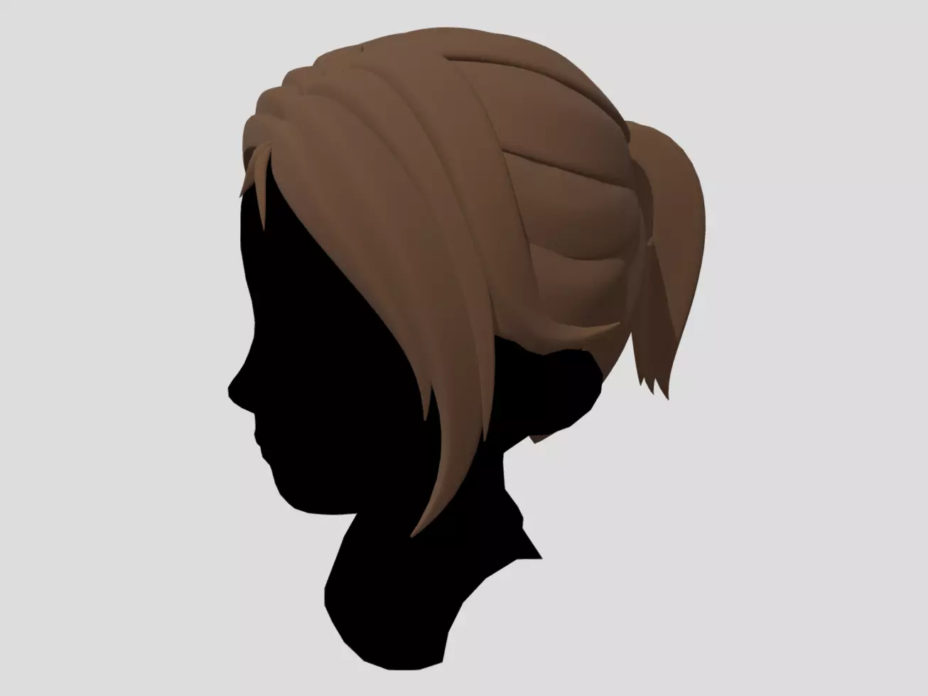 Female Hair Ponytail Free 3D model_0