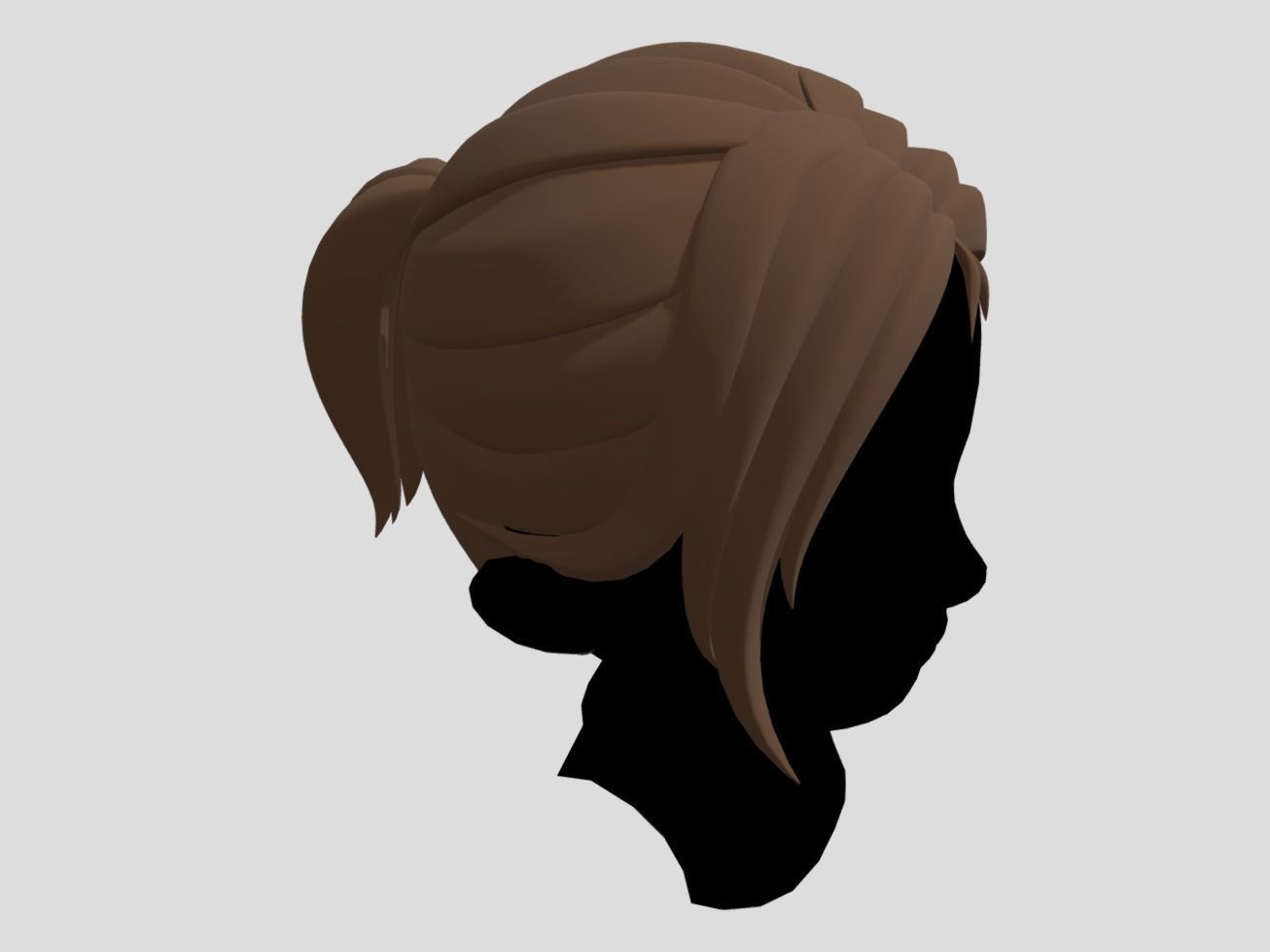 Female Hair Ponytail Free 3D model_3