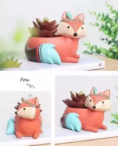 Fox pot planter 3d model stl for 3d printing 