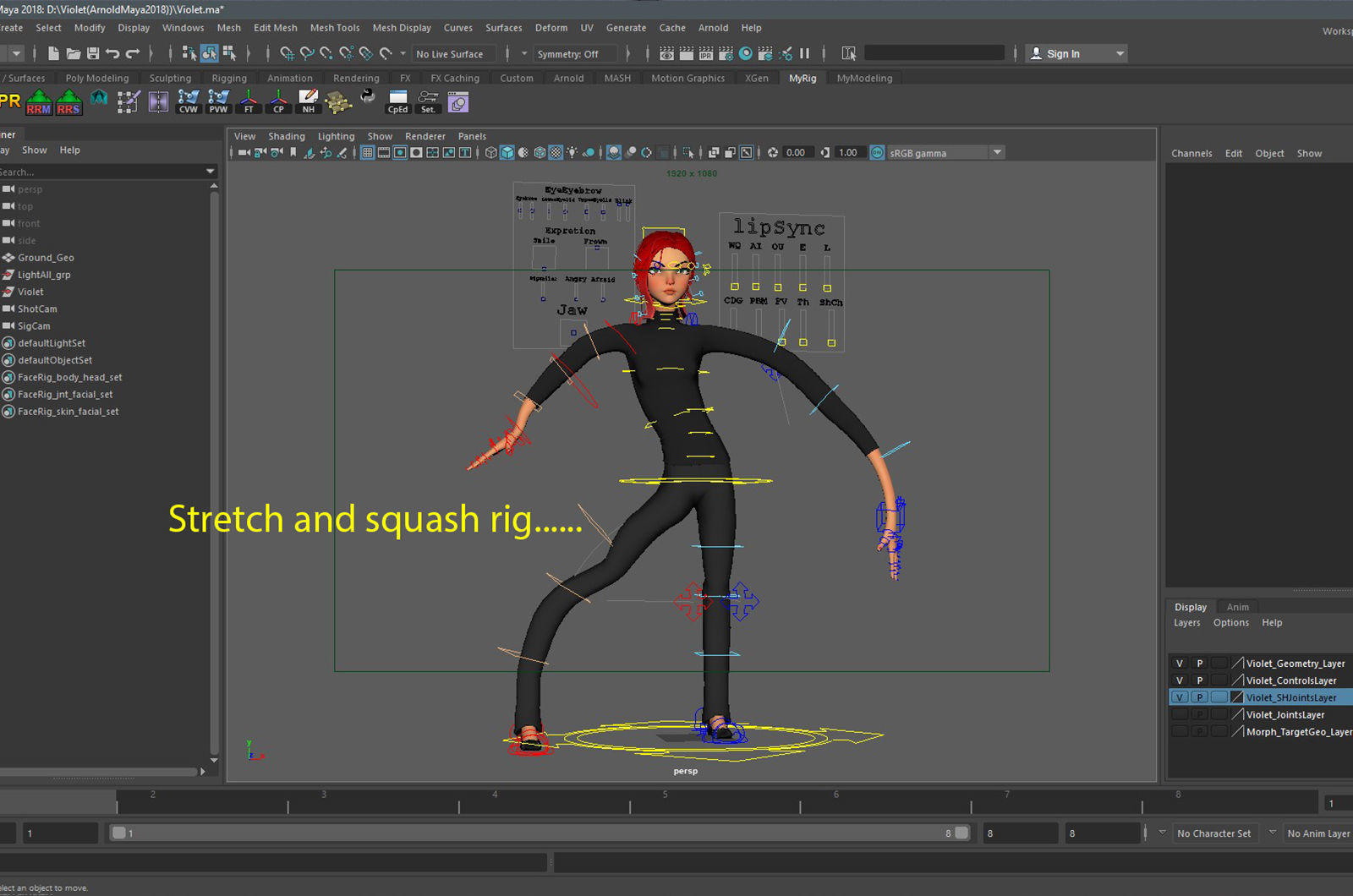 Violet Cartoon character  Low-poly 3D model_27