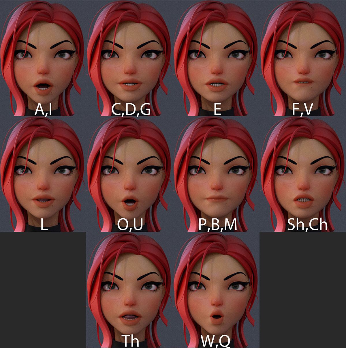 Violet Cartoon character  Low-poly 3D model_20