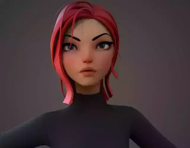 Violet Cartoon character  Low-poly 3D model