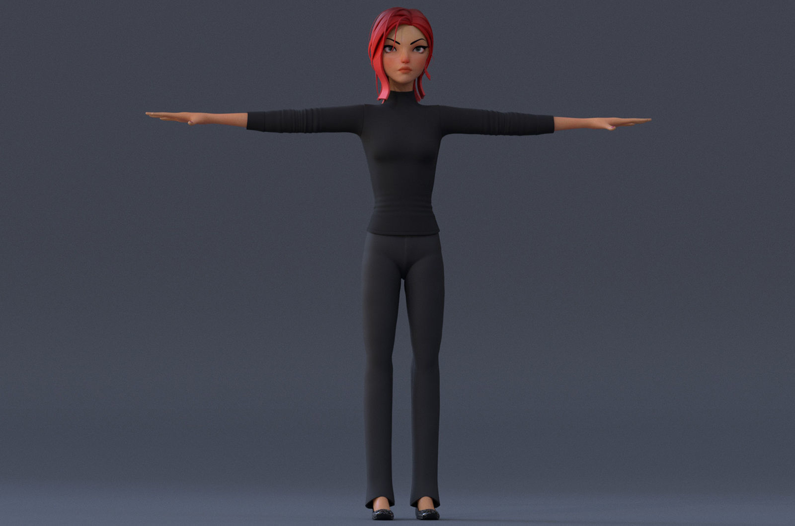 Violet Cartoon character  Low-poly 3D model_6