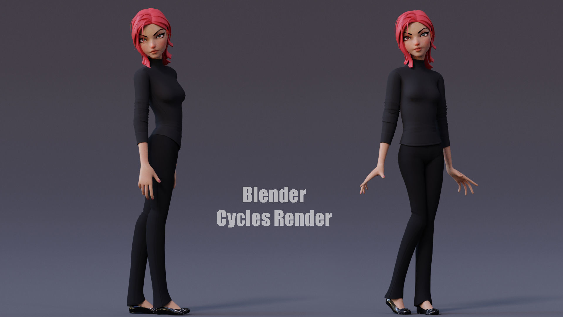Violet Cartoon character  Low-poly 3D model_13