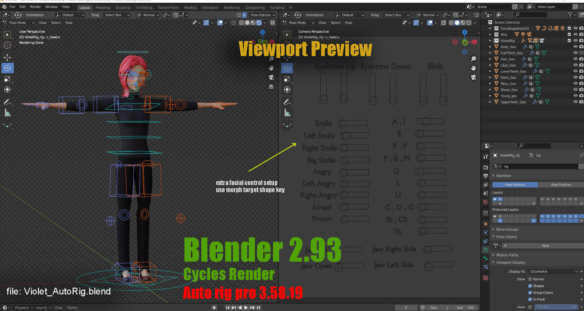 Violet Cartoon character  Low-poly 3D model_26