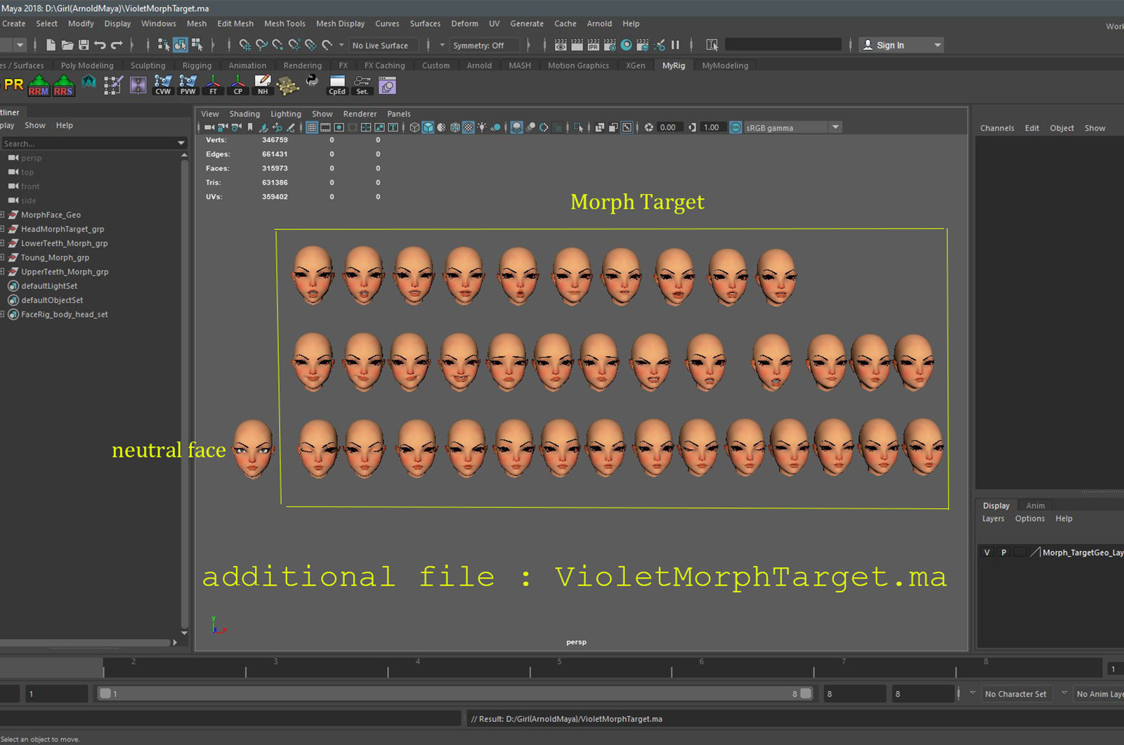 Violet Cartoon character  Low-poly 3D model_33