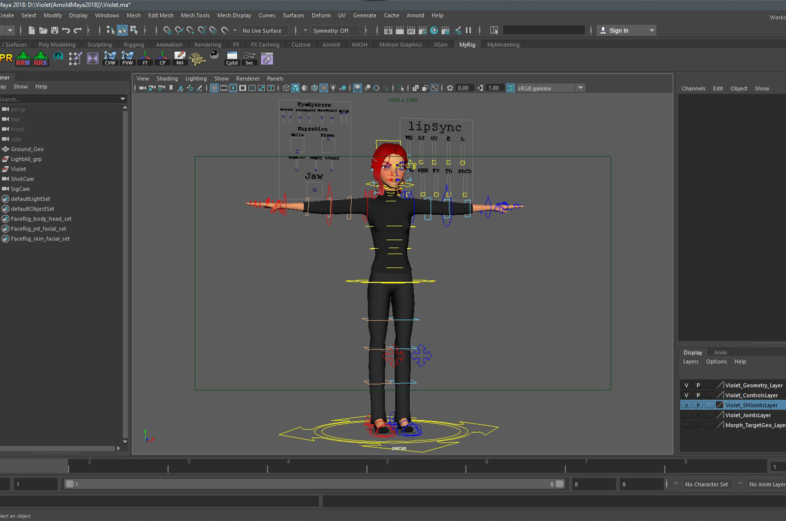 Violet Cartoon character  Low-poly 3D model_24