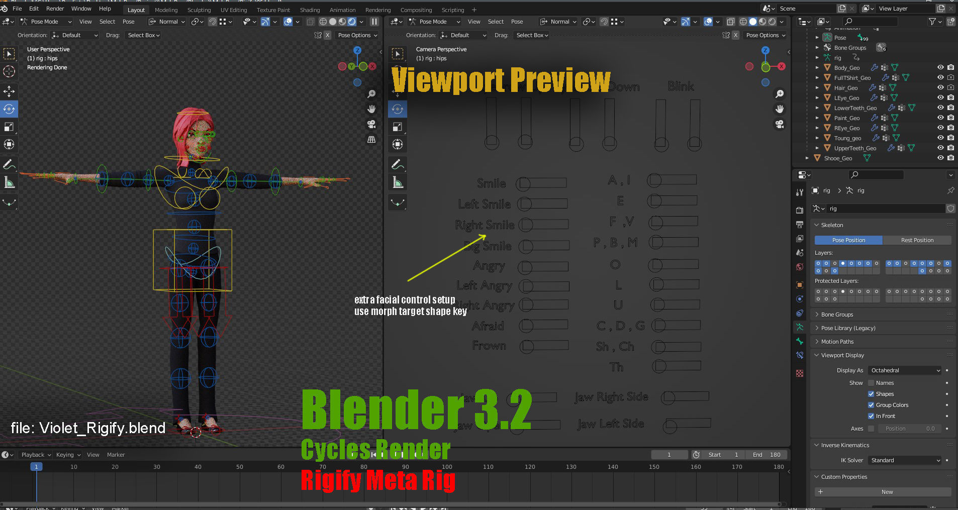 Violet Cartoon character  Low-poly 3D model_25
