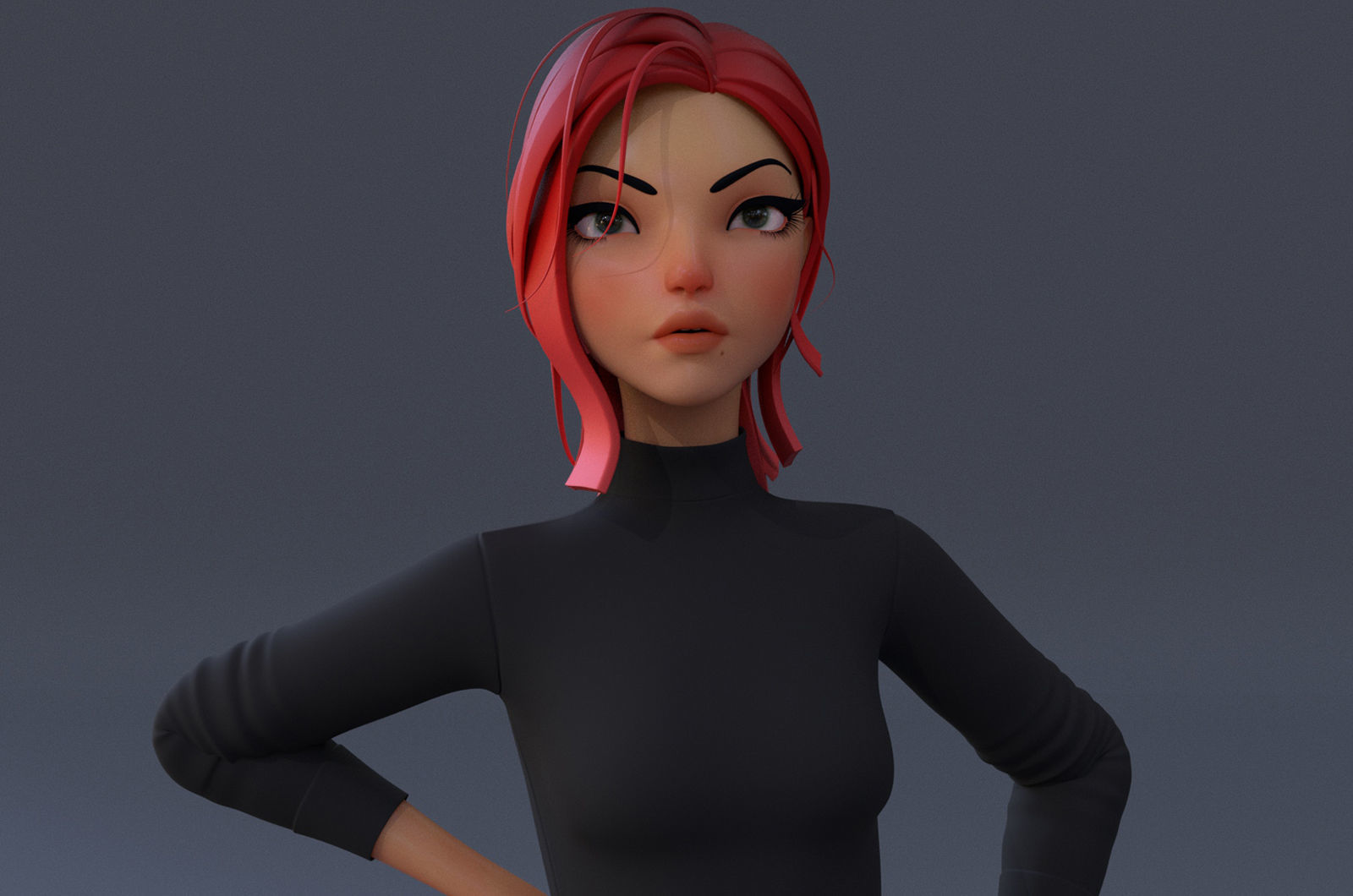 Violet Cartoon character  Low-poly 3D model_5