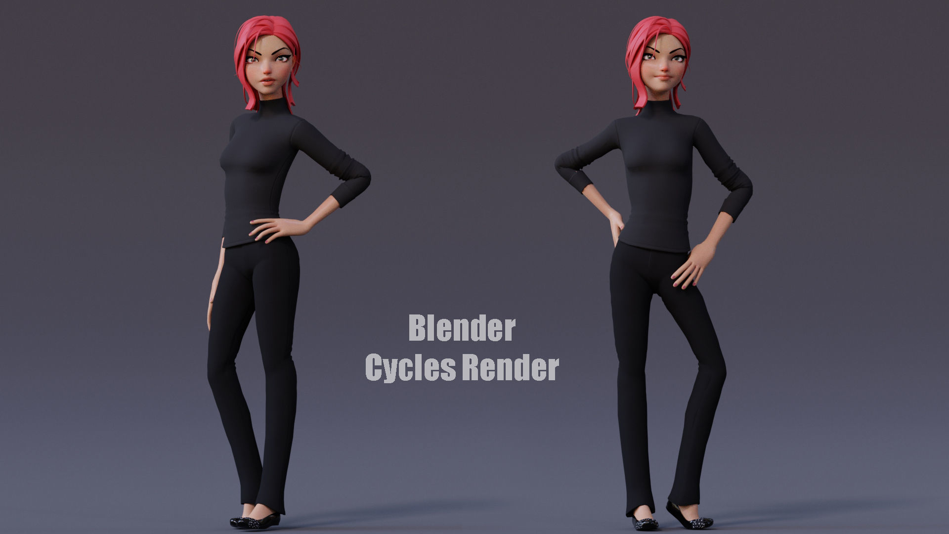 Violet Cartoon character  Low-poly 3D model_12