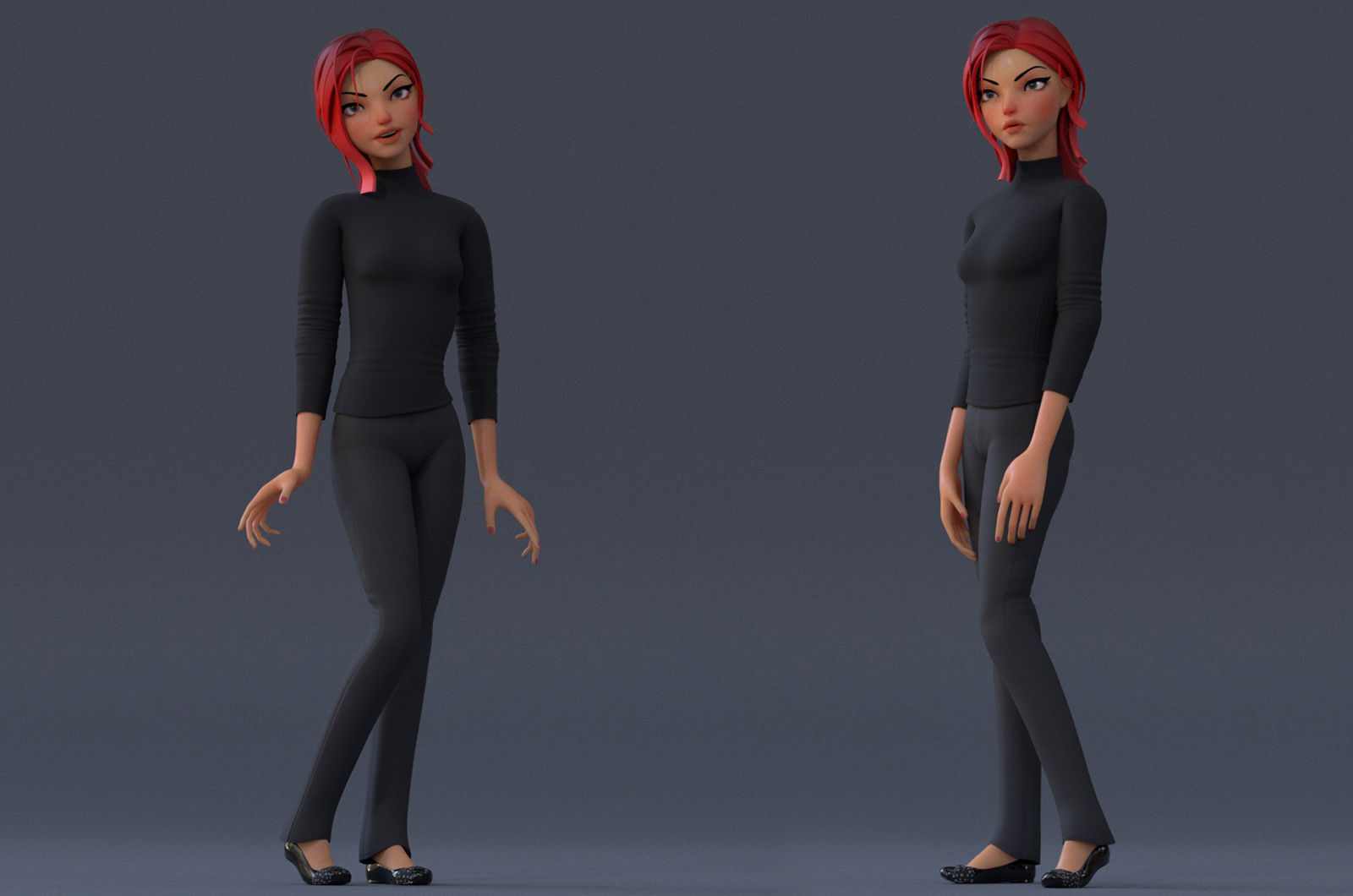 Violet Cartoon character  Low-poly 3D model_3