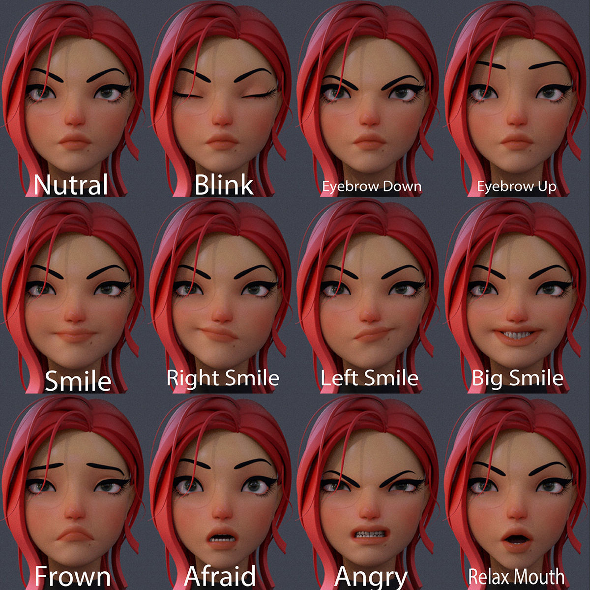 Violet Cartoon character  Low-poly 3D model_19