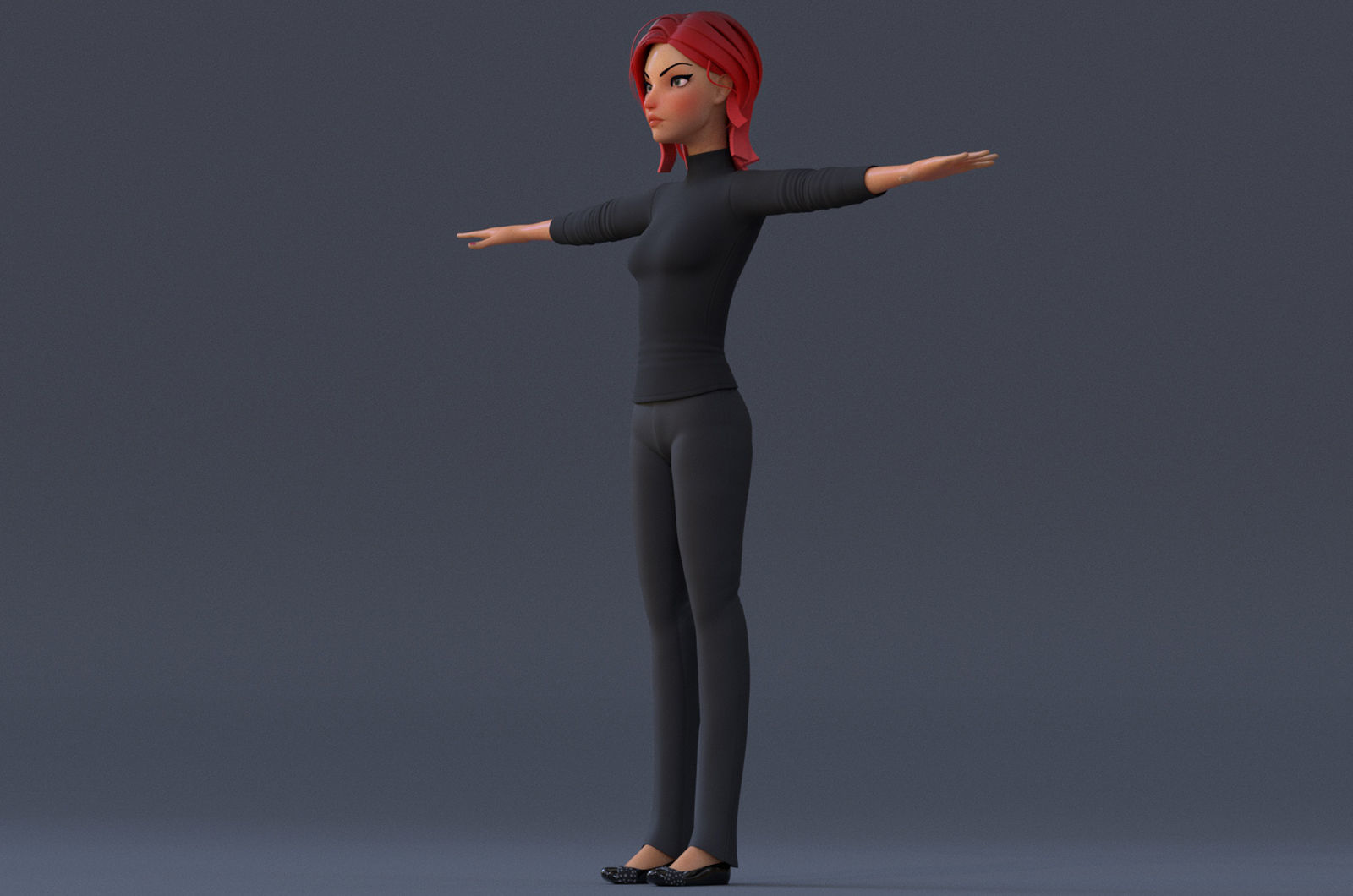 Violet Cartoon character  Low-poly 3D model_7