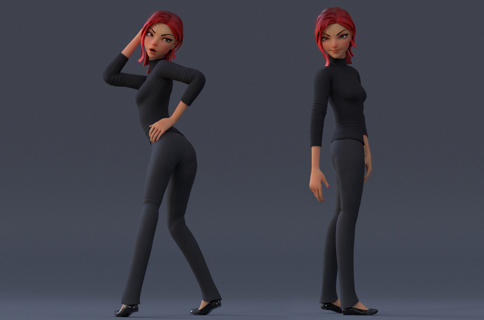 Violet Cartoon character  Low-poly 3D model_4