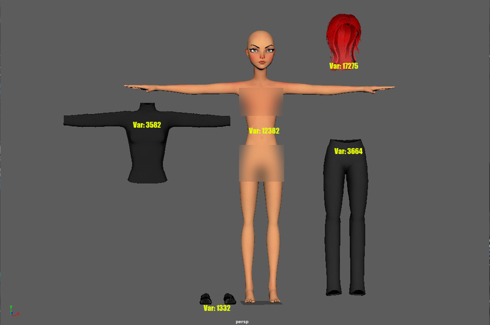 Violet Cartoon character  Low-poly 3D model_32