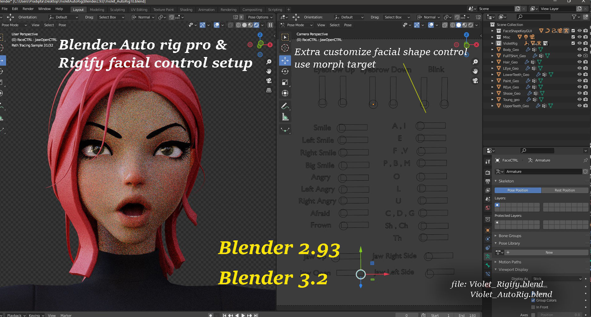 Violet Cartoon character  Low-poly 3D model_31