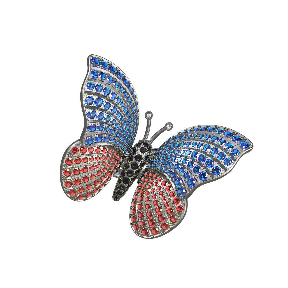 N035 Butterfly ring 3D print model_1