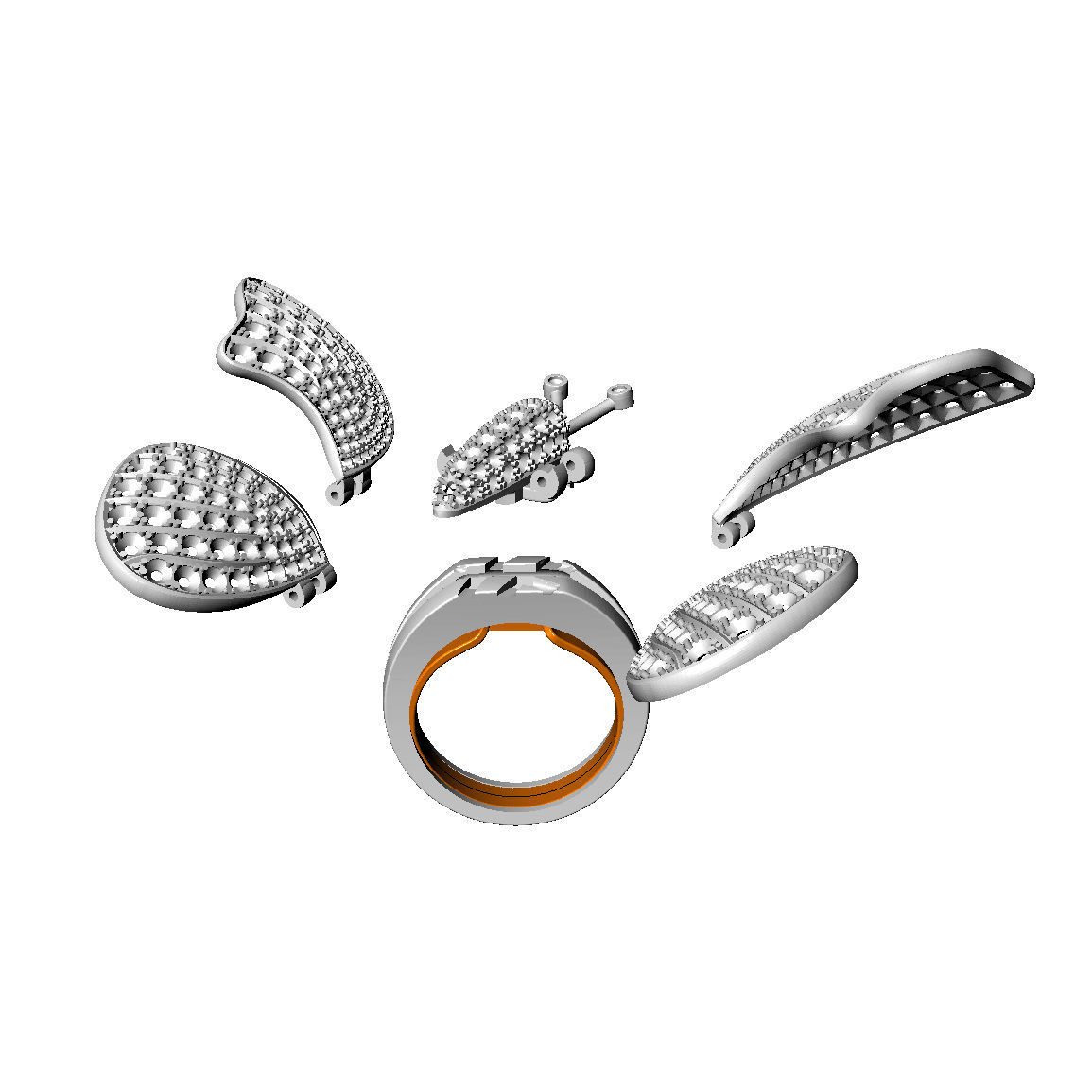 N035 Butterfly ring 3D print model_7