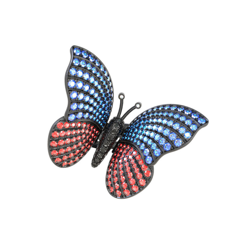 N035 Butterfly ring 3D print model_3