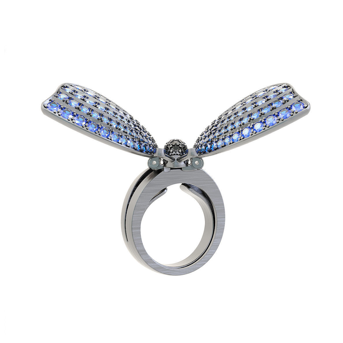 N035 Butterfly ring 3D print model_4