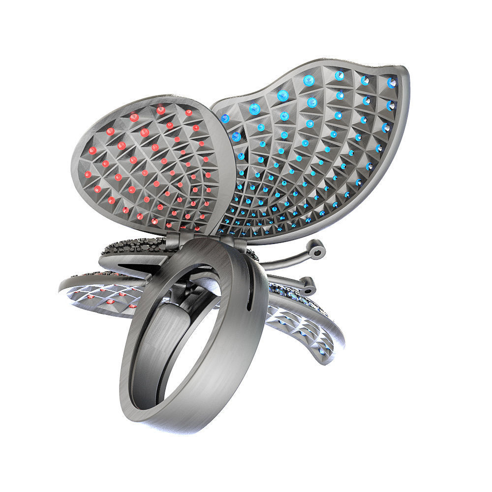 N035 Butterfly ring 3D print model_5