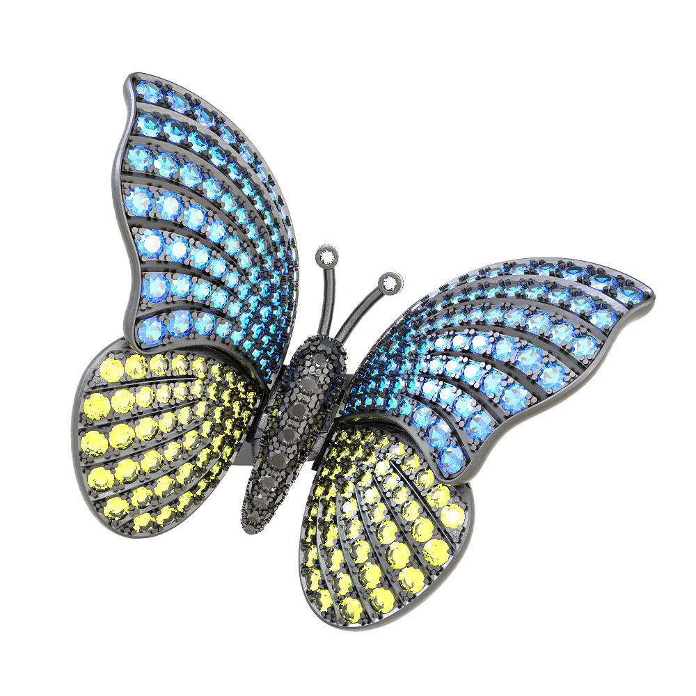N035 Butterfly ring 3D print model_6