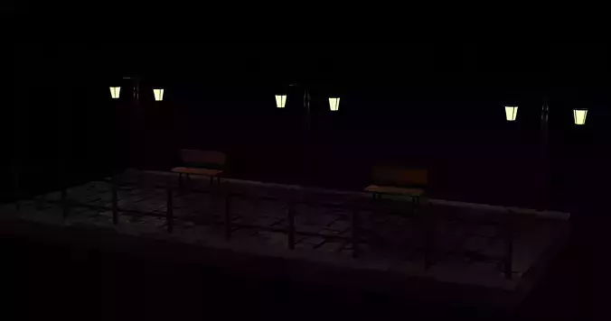 City Street at night 3D model