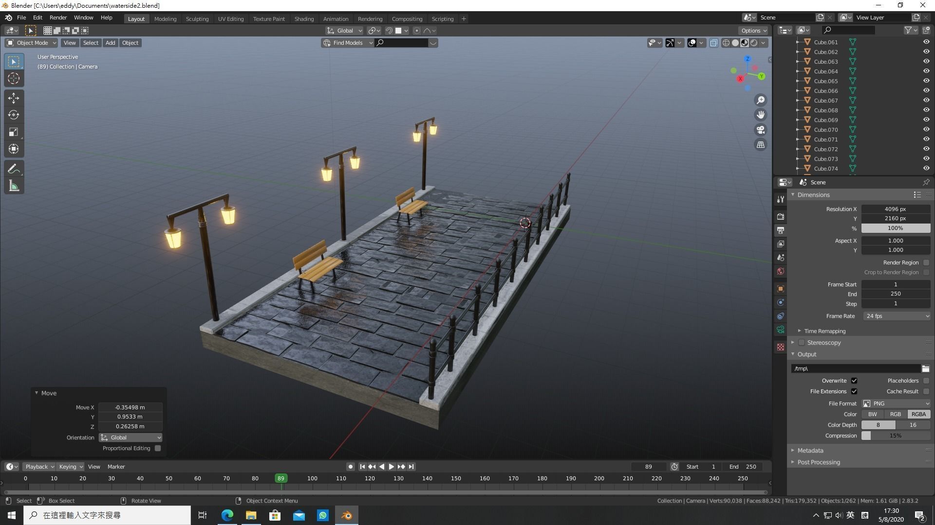 City Street at night 3D model_4