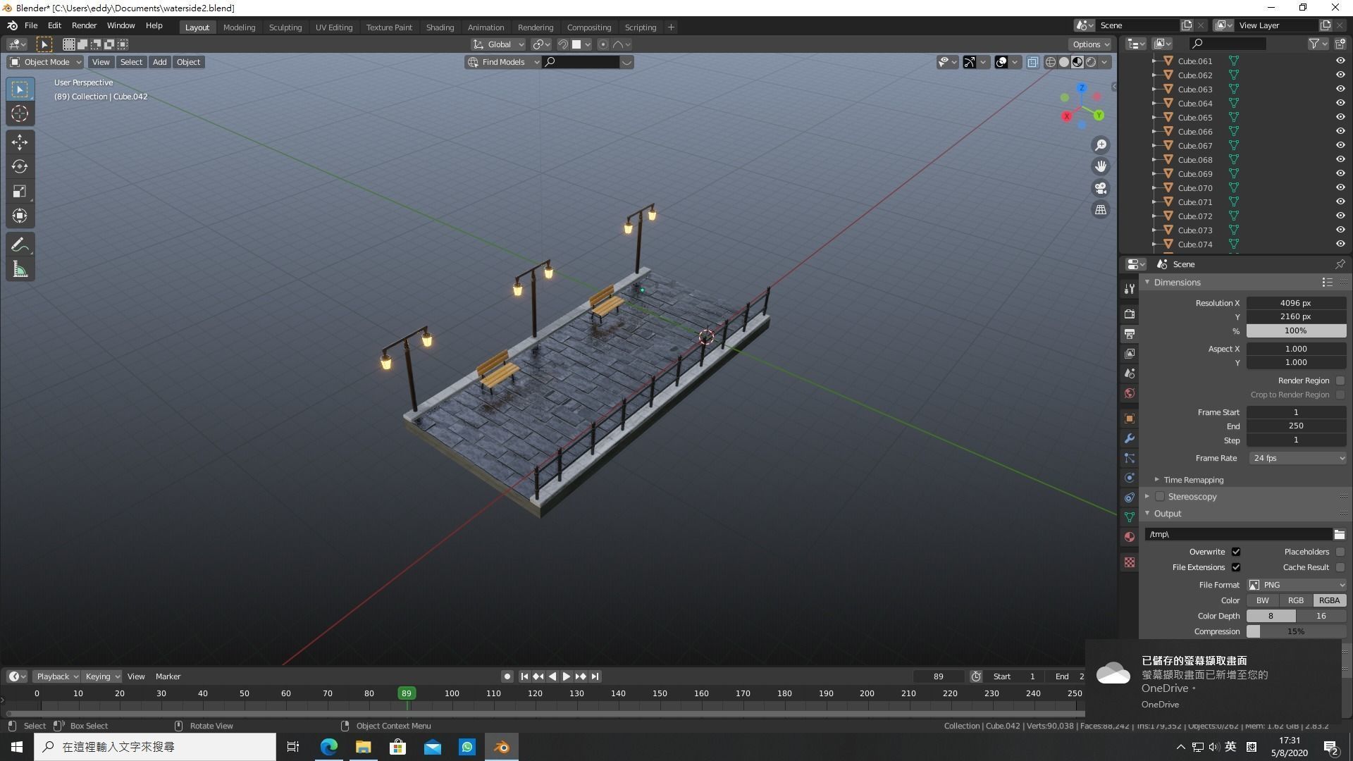 City Street at night 3D model_6
