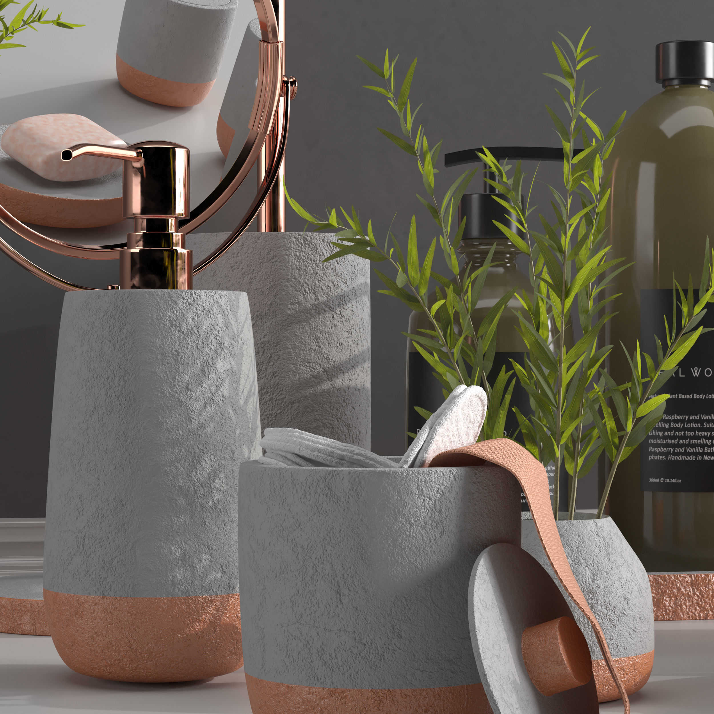 Concrete Bathroom Accessories Collection 01 3D model_4