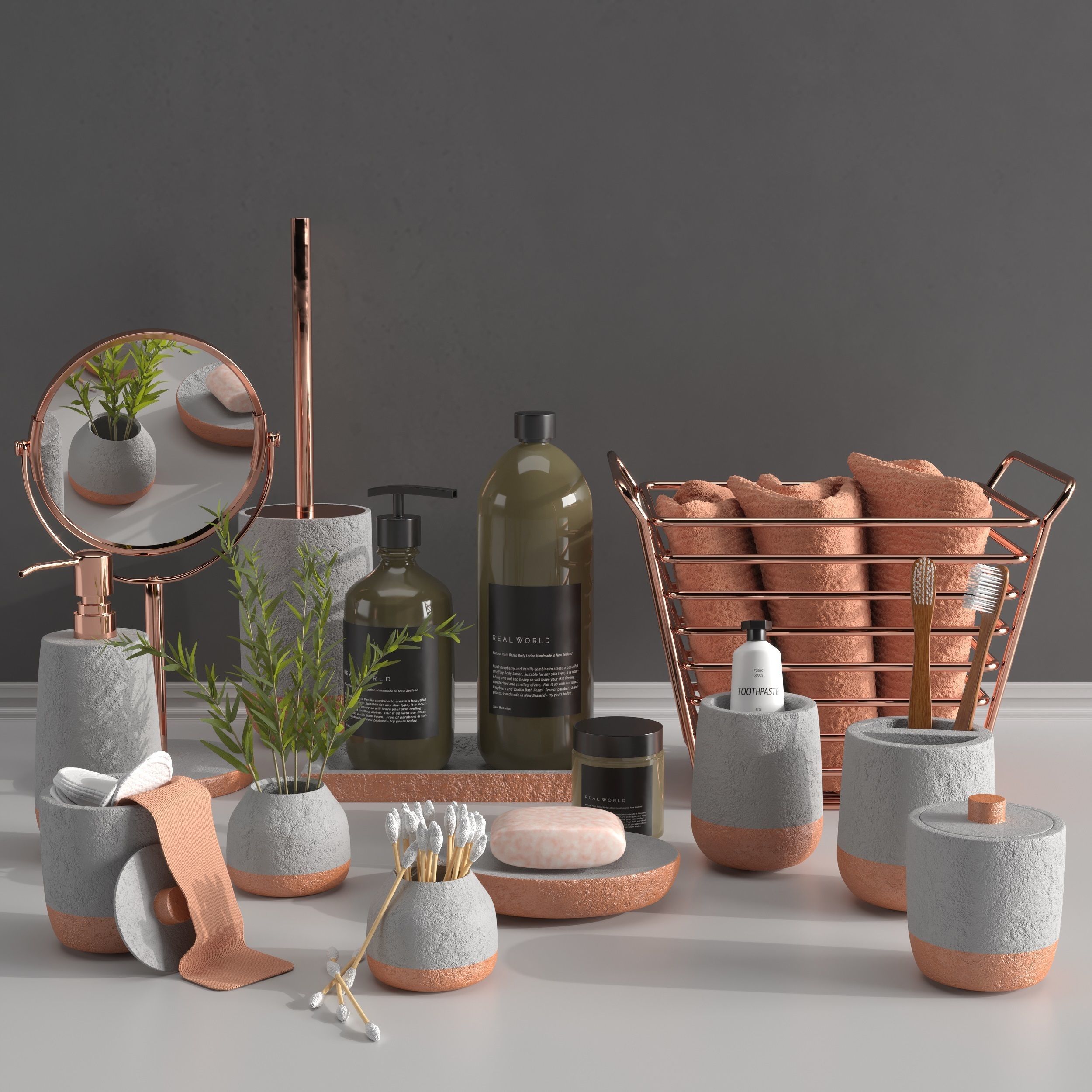 Concrete Bathroom Accessories Collection 01 3D model_1
