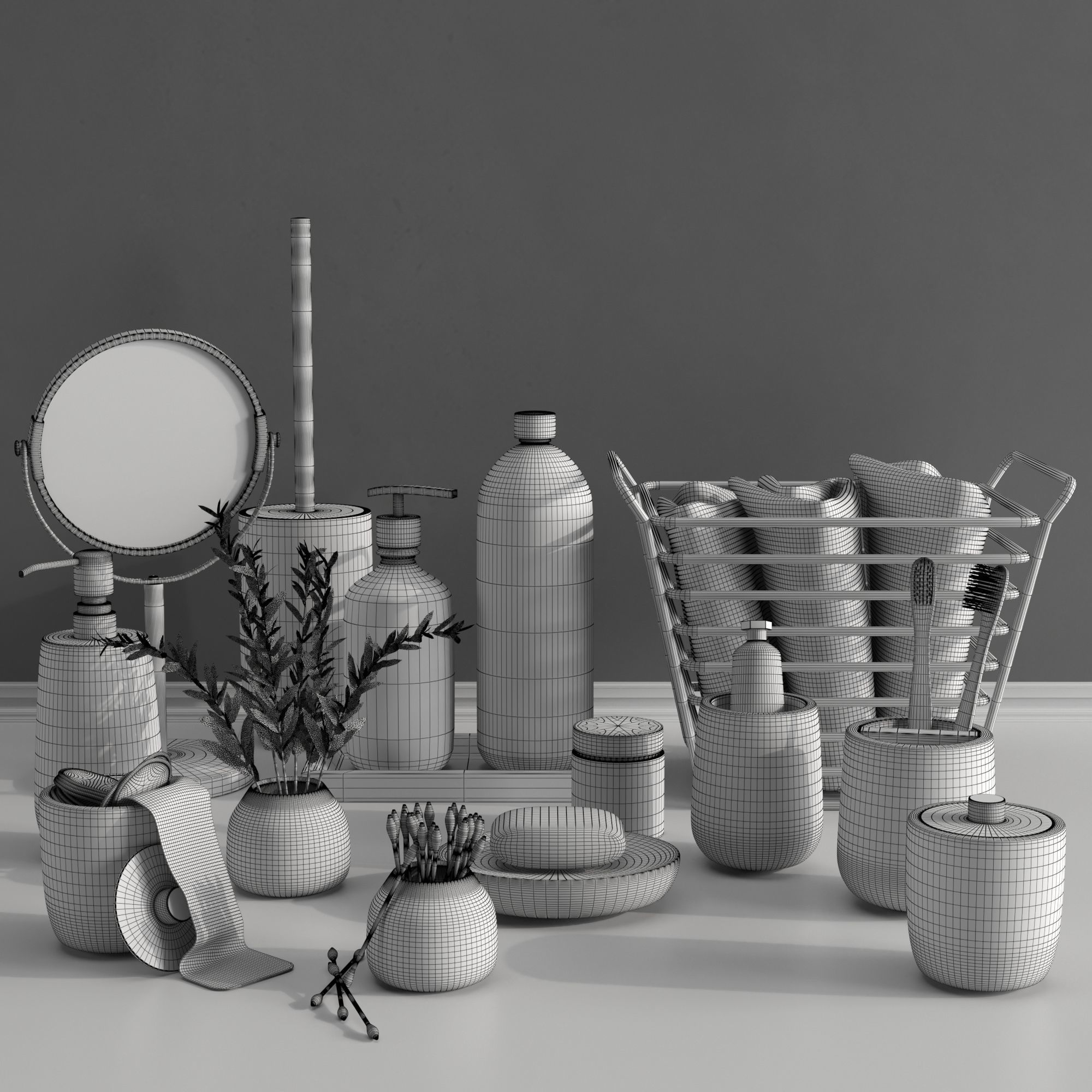 Concrete Bathroom Accessories Collection 01 3D model_5