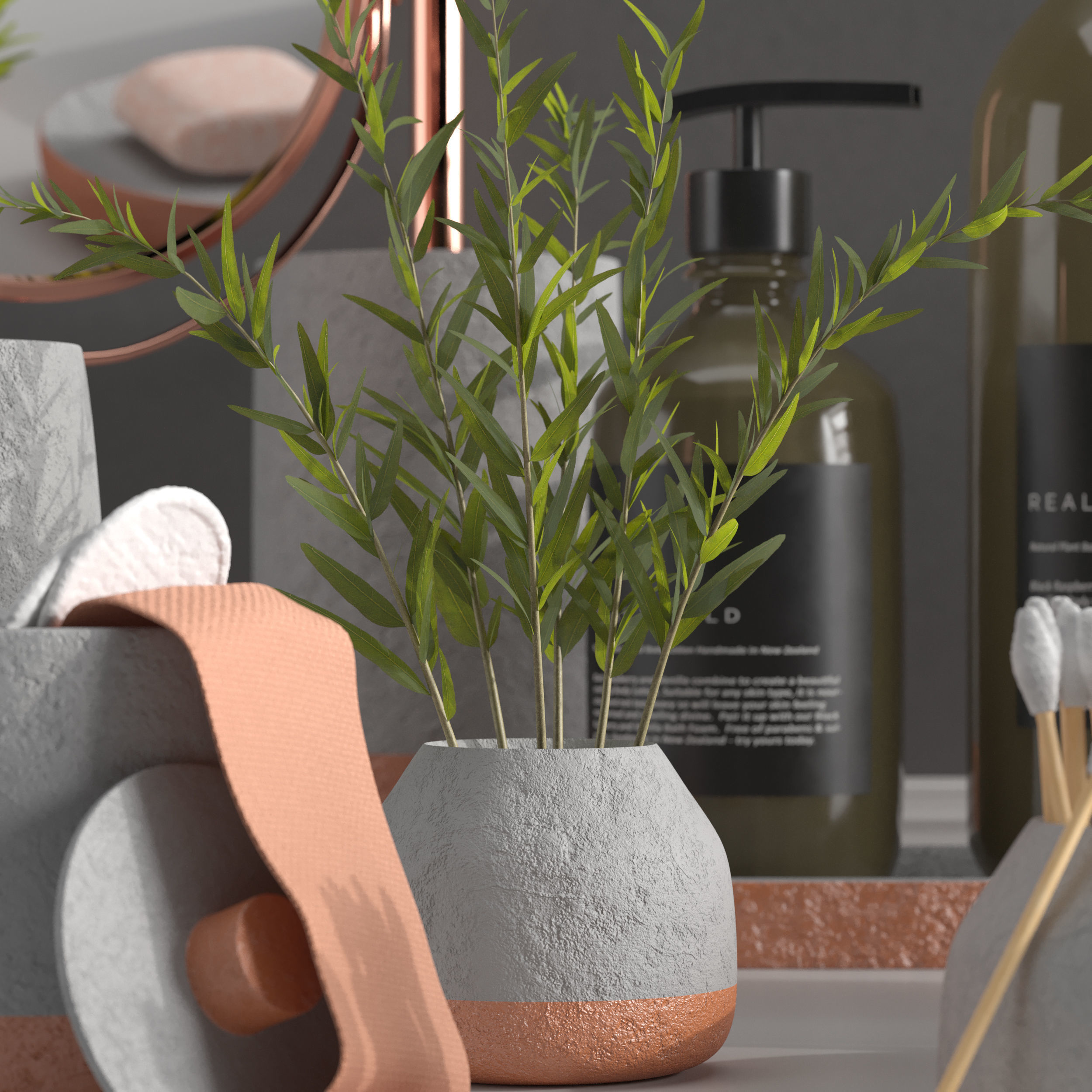 Concrete Bathroom Accessories Collection 01 3D model_2