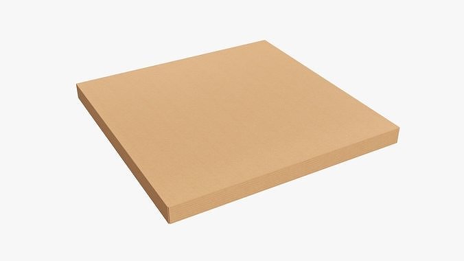 Cardboard pizza box closed 01 3D model