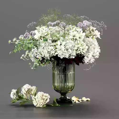 vase a bouquet of white flowers