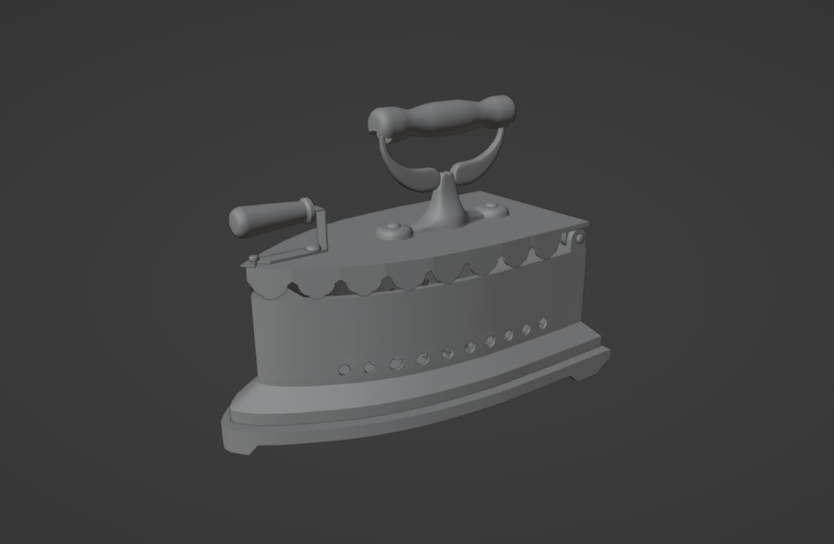 Old charcoal iron 3D model_5