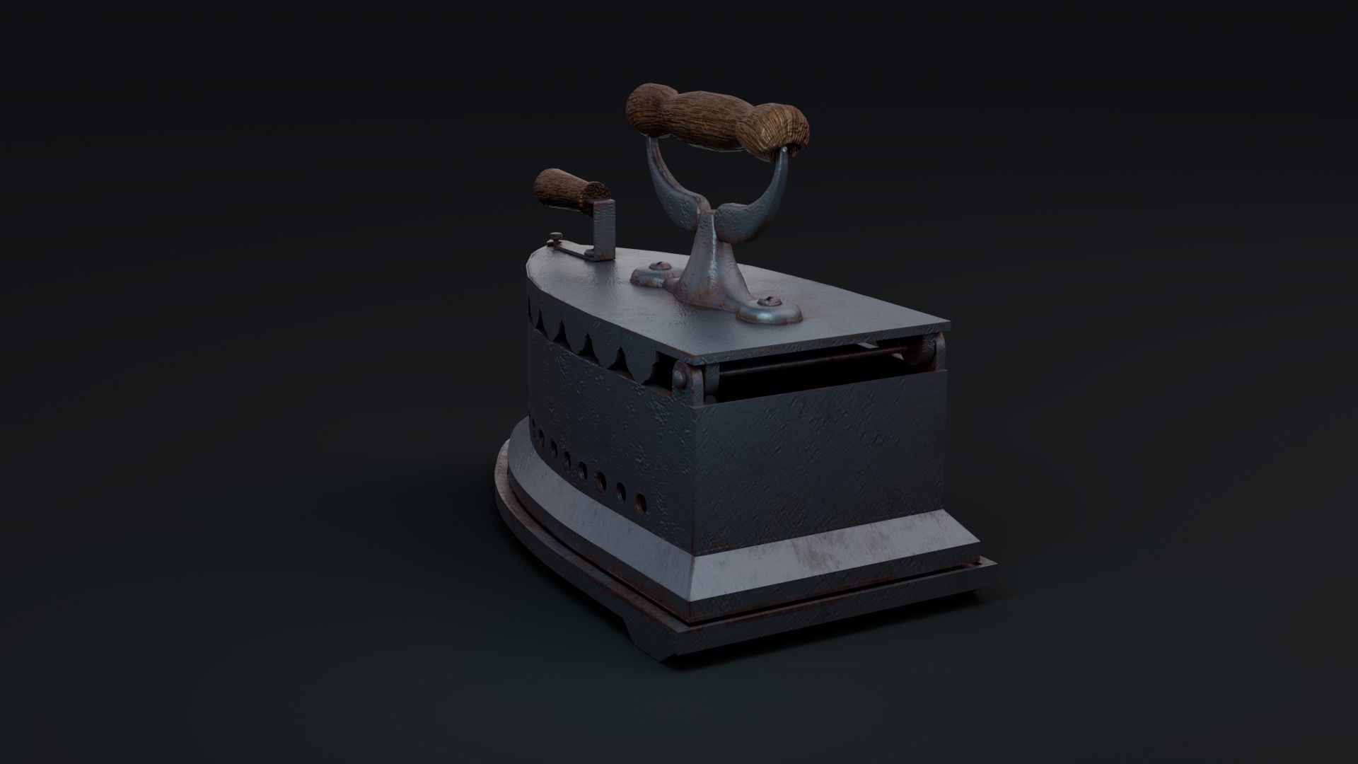Old charcoal iron 3D model_2
