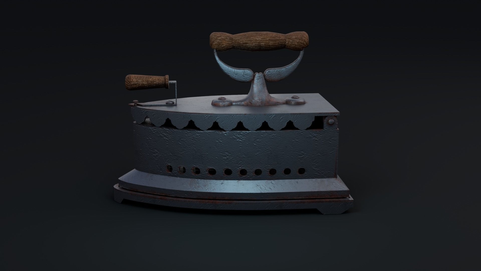 Old charcoal iron 3D model_1