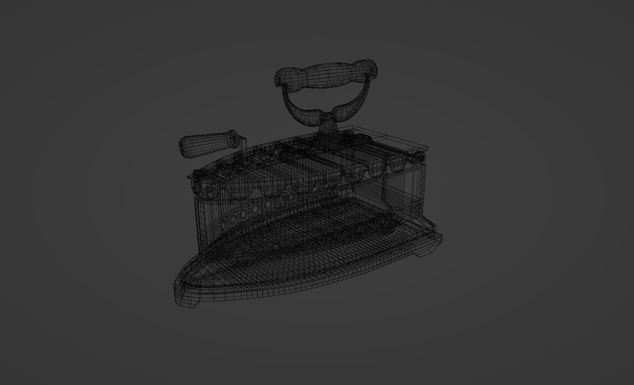 Old charcoal iron 3D model_7