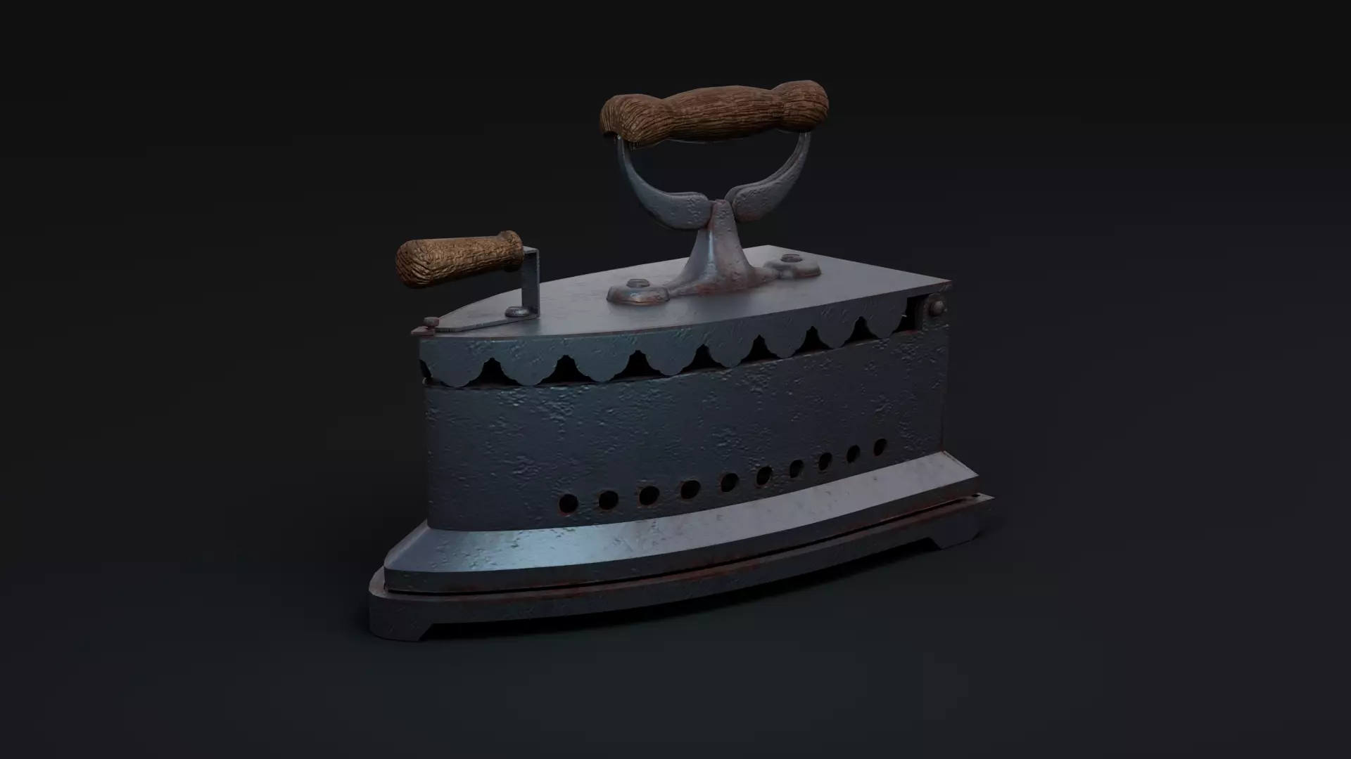 Old charcoal iron 3D model_0