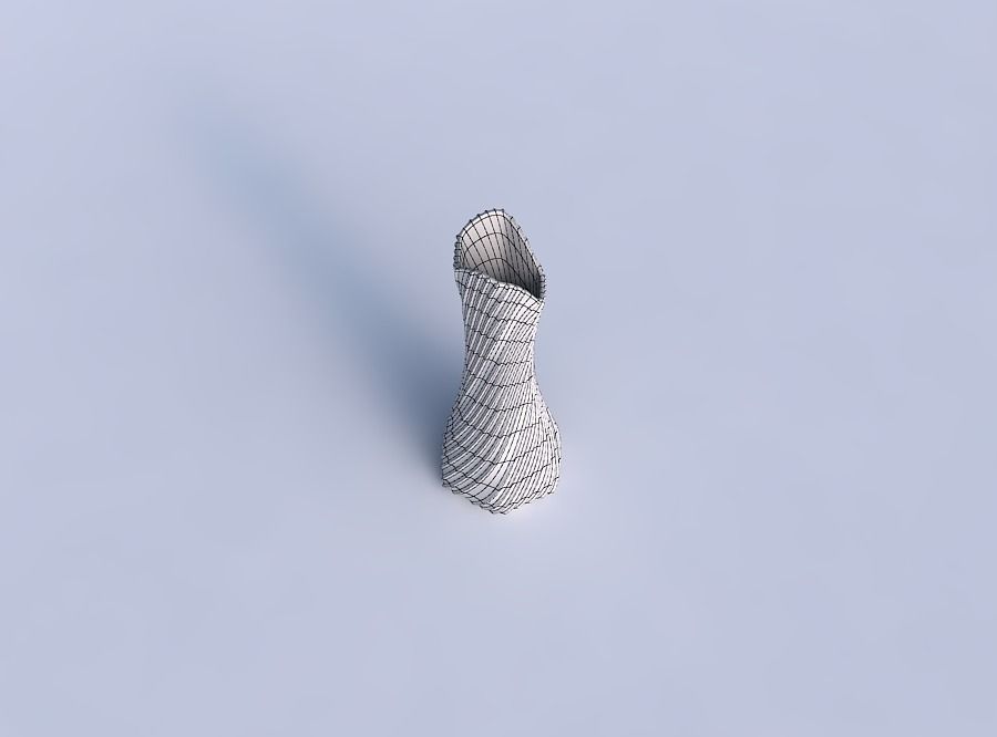 Vase squeezed and bent hexagon 2 with flowing extruded lines 3D print model_6