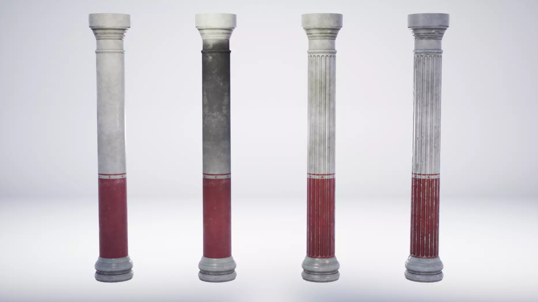 Roman Villa Columns - 4 Variations Low-poly 3D model_0