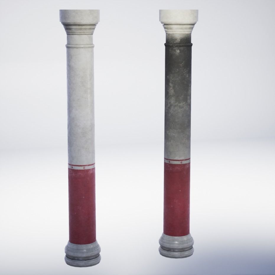 Roman Villa Columns - 4 Variations Low-poly 3D model_1