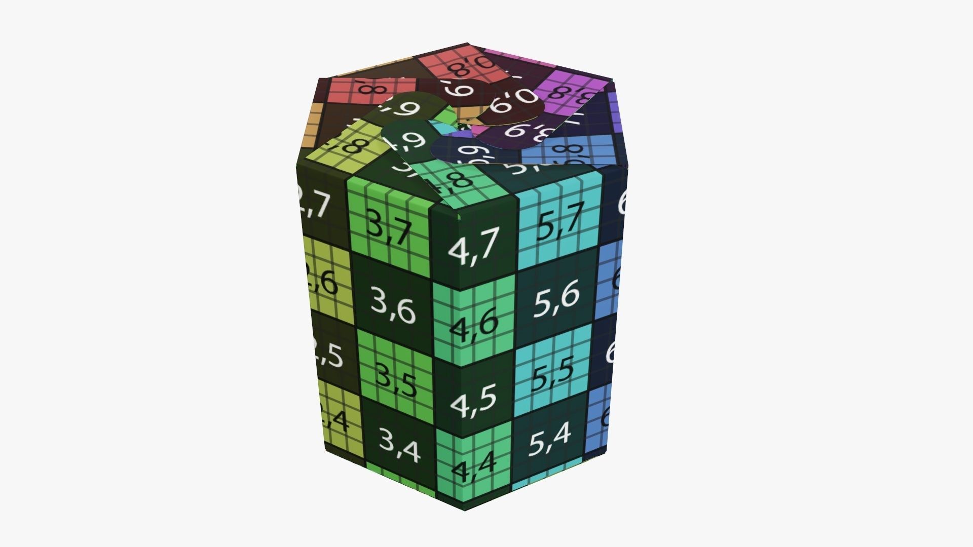 Hexagonal tube cardboard box retail 01 3D model_10