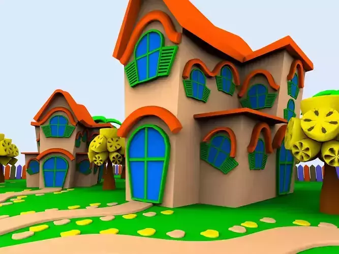 cartoon village house 3D model