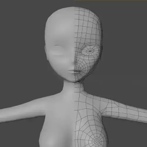 base model anime girl Free low-poly 3D model