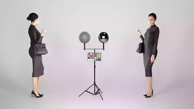 Elegant business woman with a bag 208 Low-poly 3D model