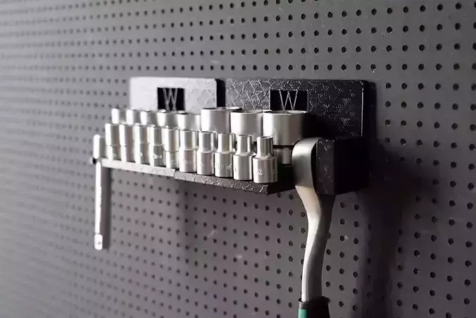 Tool Holder for Socket Wrench with Extension Bar and Sockets Free 3D print model