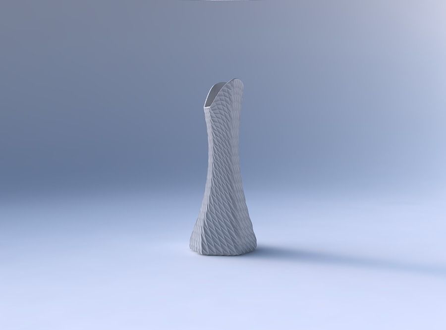 Vase squeezed and bent hexagon 2 with twisted diagonal grid d... 3D print model_4